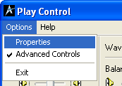 mixer properties menu